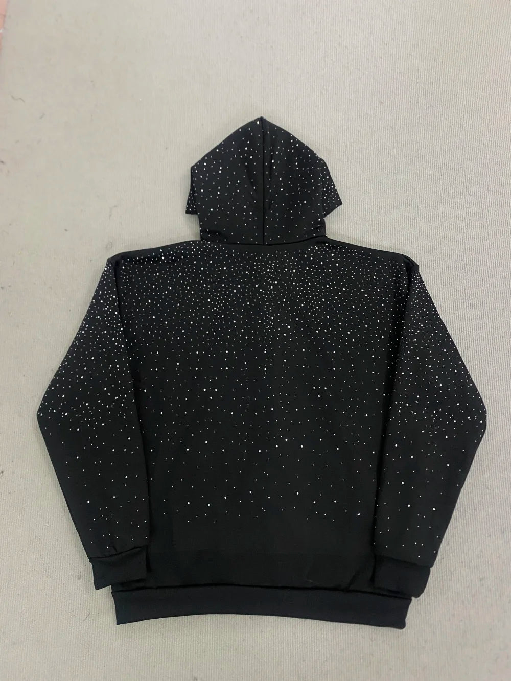 Gothic INS Trend Rhinestone Studded Hoodie 2026 Autumn Winter Solid Color Loose Outerwear Unisex Daily Commute Casual Top