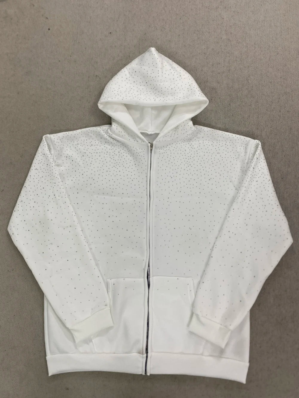 Gothic INS Trend Rhinestone Studded Hoodie 2026 Autumn Winter Solid Color Loose Outerwear Unisex Daily Commute Casual Top