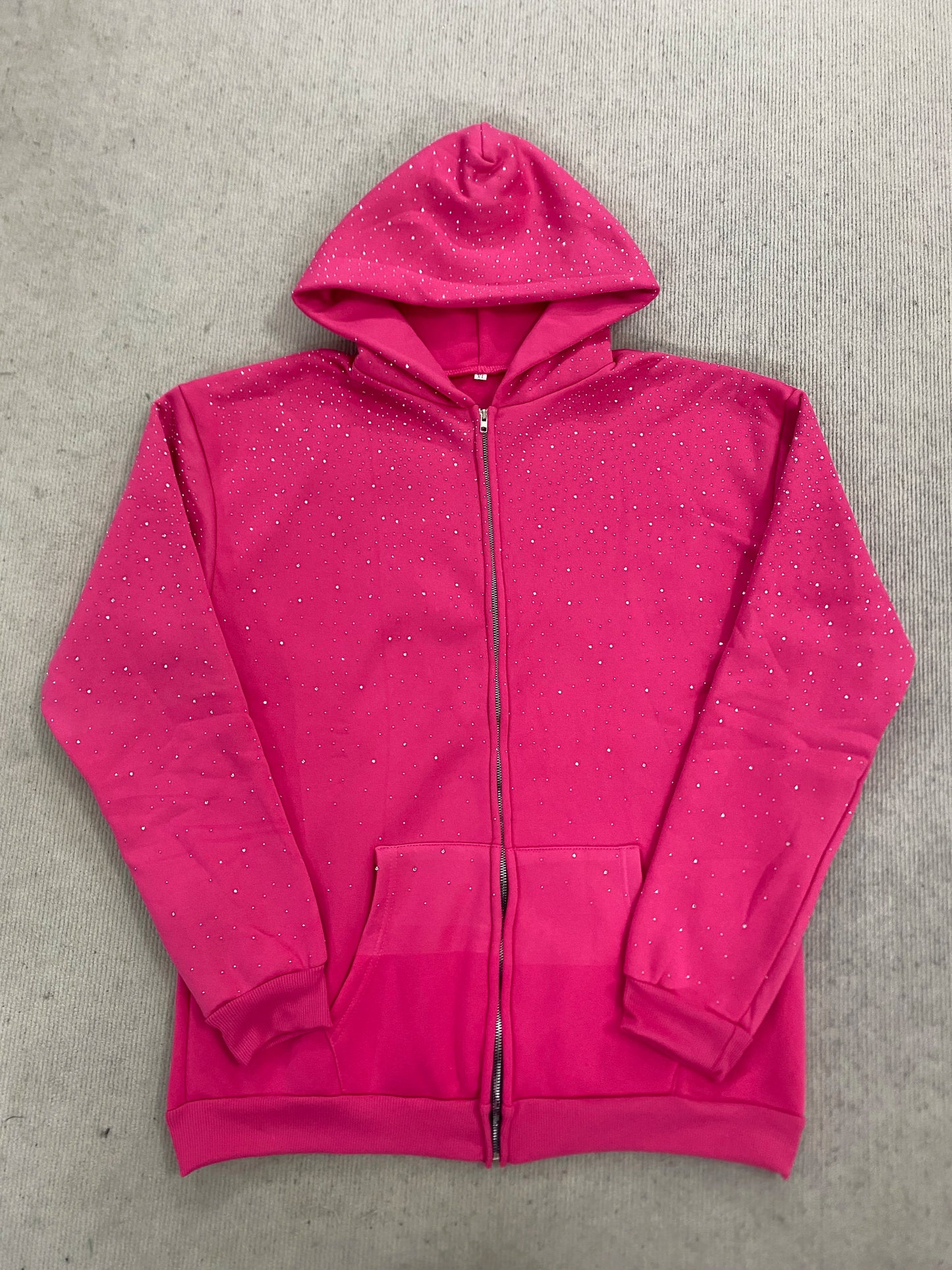 Gothic INS Trend Rhinestone Studded Hoodie 2026 Autumn Winter Solid Color Loose Outerwear Unisex Daily Commute Casual Top