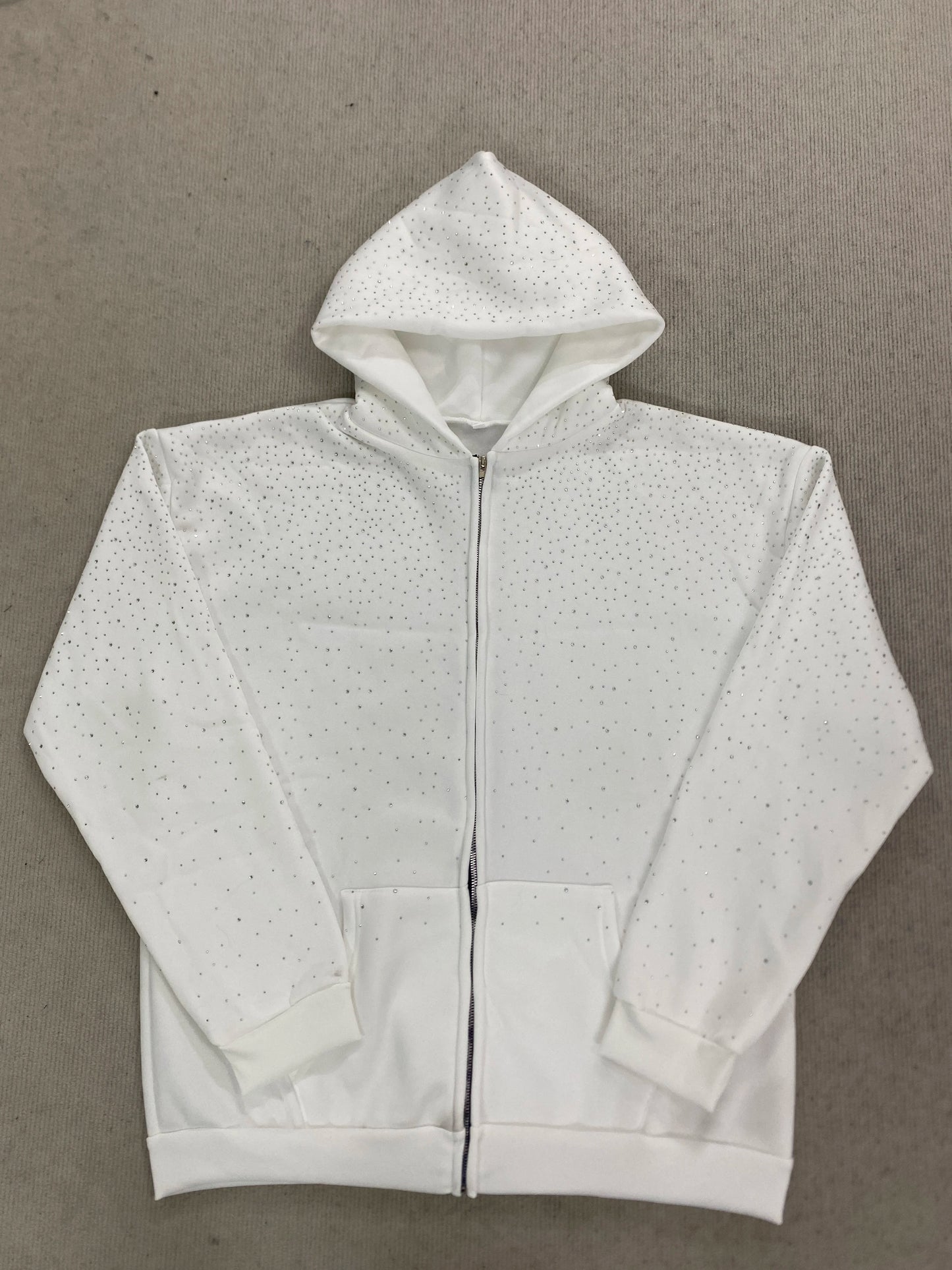 Gothic INS Trend Rhinestone Studded Hoodie 2026 Autumn Winter Solid Color Loose Outerwear Unisex Daily Commute Casual Top